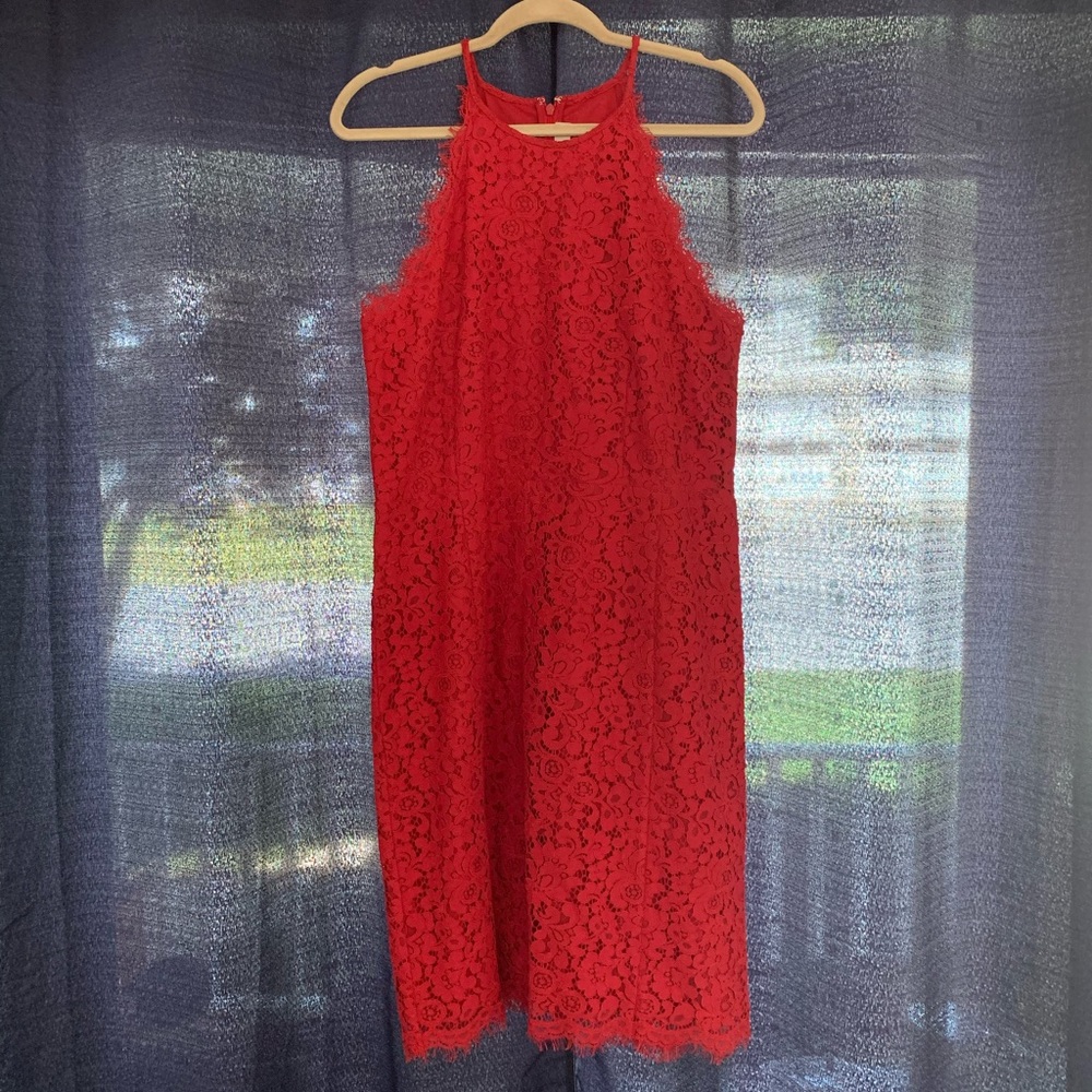 Red Lace Fitted Dress
